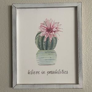 Framed Cactus Art. Believe in Possibilities Framed Art.